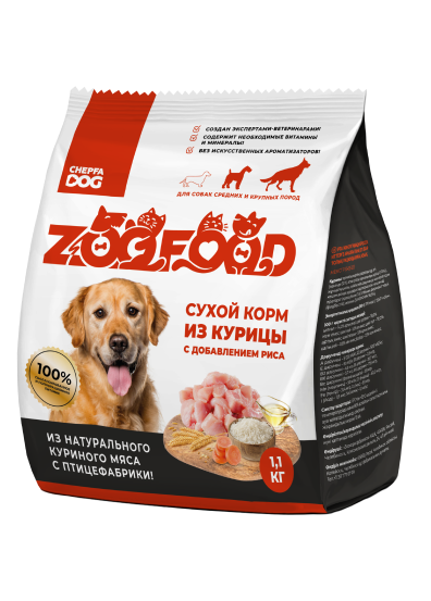 Полнорационный сухой корм с курицей для взрослых собак (1.1 кг)